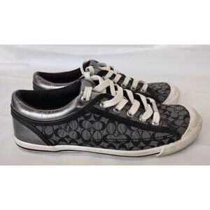 Coach Francesca Signature C Sneakers Women’s 8B Gray Silver Monogram Shoes